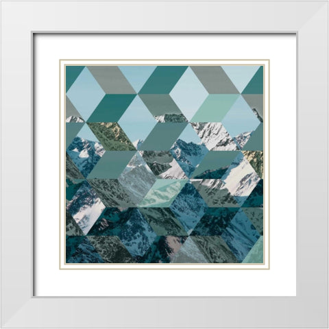 Kaleidescope Visions II White Modern Wood Framed Art Print with Double Matting by PI Galerie