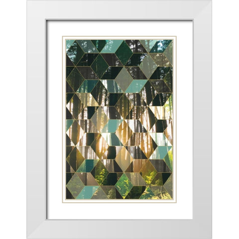 Kaleidescope Visions IV White Modern Wood Framed Art Print with Double Matting by PI Galerie