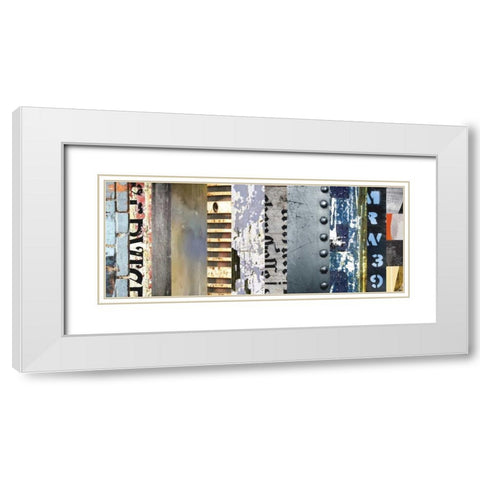 Striped Robotic I White Modern Wood Framed Art Print with Double Matting by PI Galerie