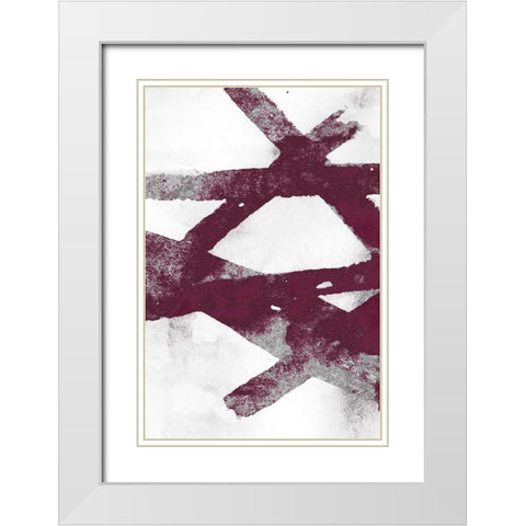 Gestures I Burgundy Version White Modern Wood Framed Art Print with Double Matting by PI Studio