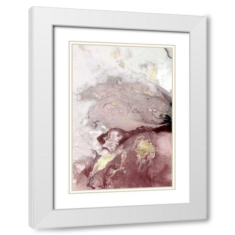 Ocean Splash I Burgundy Version White Modern Wood Framed Art Print with Double Matting by PI Studio