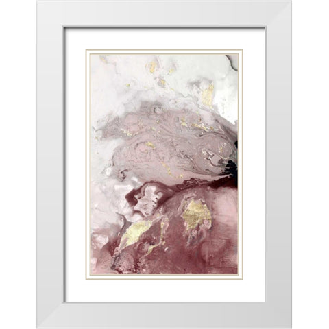 Ocean Splash I Burgundy Version White Modern Wood Framed Art Print with Double Matting by PI Studio