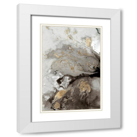 Ocean Splash I Grey Version White Modern Wood Framed Art Print with Double Matting by PI Studio