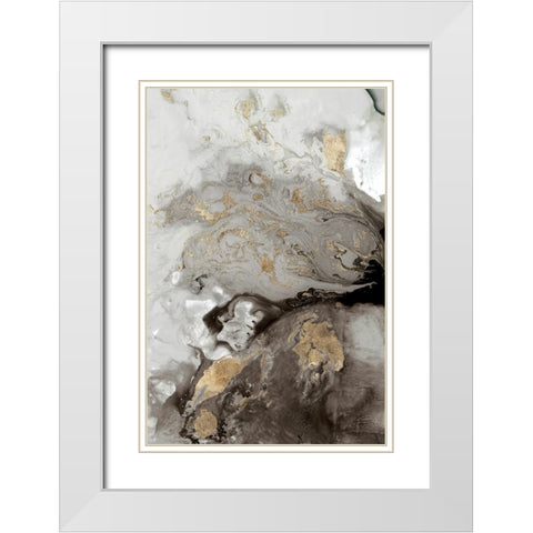 Ocean Splash I Grey Version White Modern Wood Framed Art Print with Double Matting by PI Studio