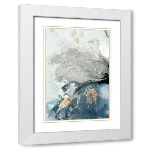 Ocean Splash I Indigo Version White Modern Wood Framed Art Print with Double Matting by PI Studio