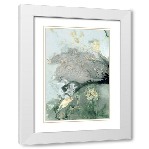 Ocean Splash I Mint Version White Modern Wood Framed Art Print with Double Matting by PI Studio