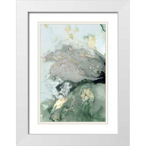 Ocean Splash I Mint Version White Modern Wood Framed Art Print with Double Matting by PI Studio