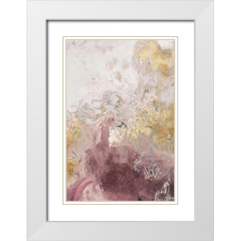 Ocean Splash II Burgundy Version White Modern Wood Framed Art Print with Double Matting by PI Studio