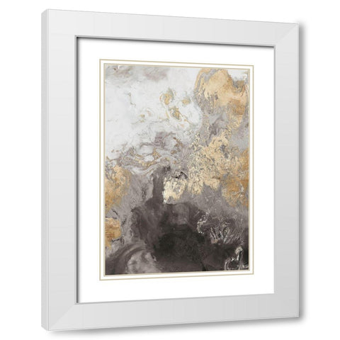 Ocean Splash II Grey Version White Modern Wood Framed Art Print with Double Matting by PI Studio