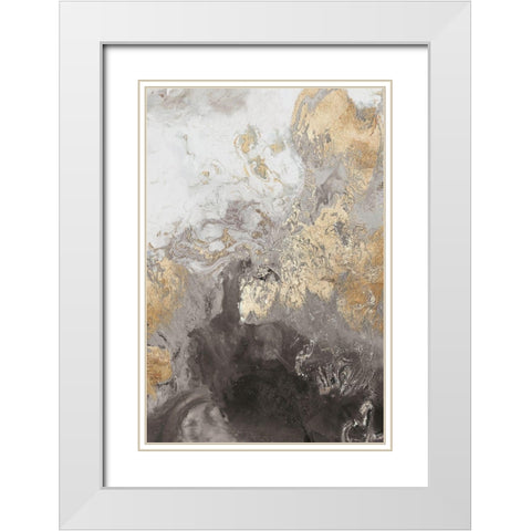 Ocean Splash II Grey Version White Modern Wood Framed Art Print with Double Matting by PI Studio