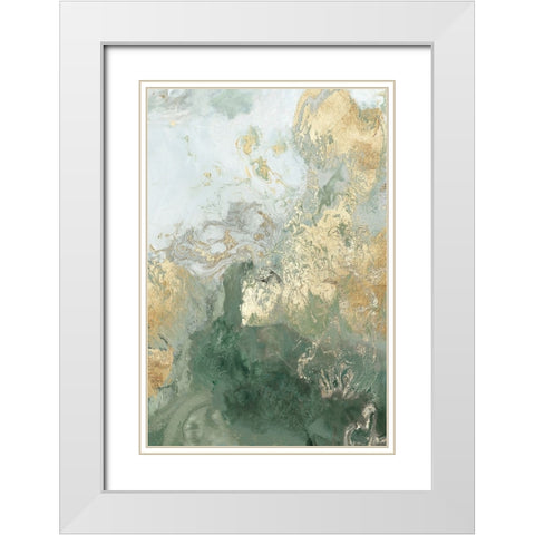 Ocean Splash II Mint Version White Modern Wood Framed Art Print with Double Matting by PI Studio