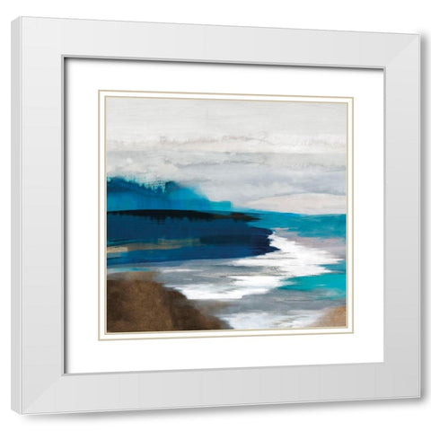 Misty River II White Modern Wood Framed Art Print with Double Matting by PI Studio