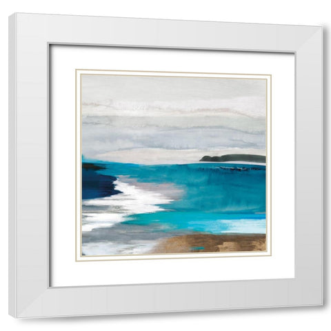 Misty River III White Modern Wood Framed Art Print with Double Matting by PI Studio