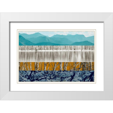 Nature Collage II White Modern Wood Framed Art Print with Double Matting by PI Studio