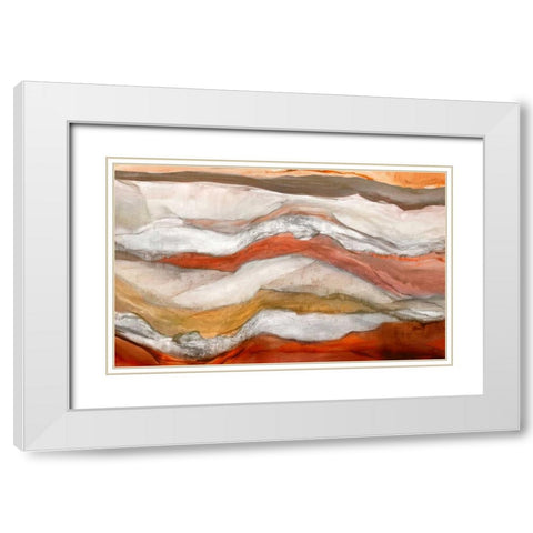 Waves Cinnamon Version White Modern Wood Framed Art Print with Double Matting by PI Studio