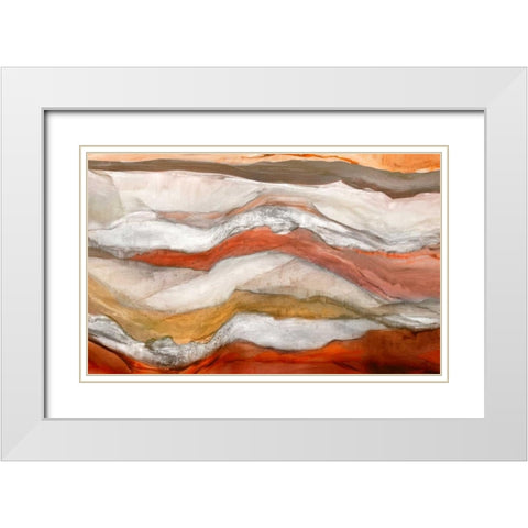Waves Cinnamon Version White Modern Wood Framed Art Print with Double Matting by PI Studio