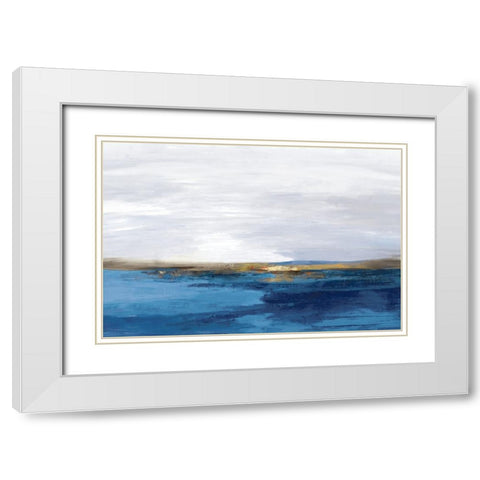 Pastoral Landscape Indigo Version White Modern Wood Framed Art Print with Double Matting by PI Studio