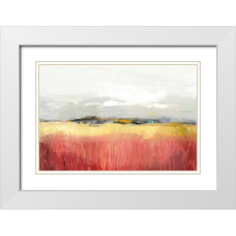 Yellow Landscape White Modern Wood Framed Art Print with Double Matting by PI Studio