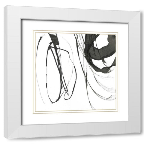 Black Streaks I White Modern Wood Framed Art Print with Double Matting by PI Studio