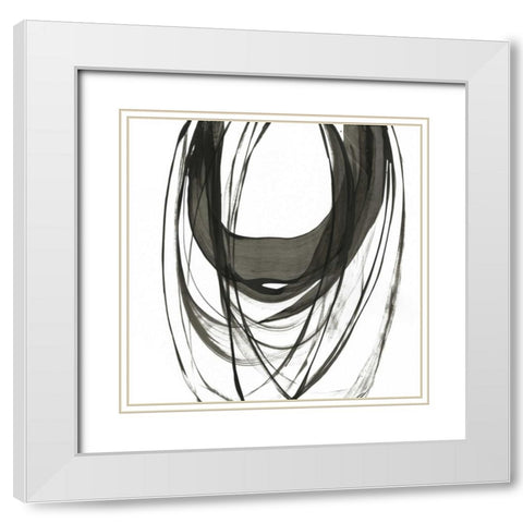 Black Streaks II White Modern Wood Framed Art Print with Double Matting by PI Studio
