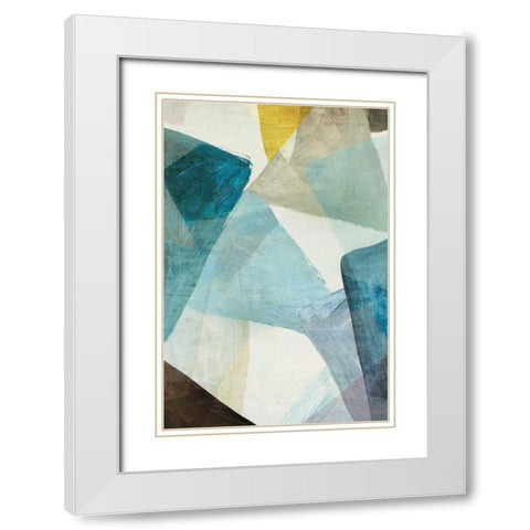 Blue Geometric I White Modern Wood Framed Art Print with Double Matting by PI Studio