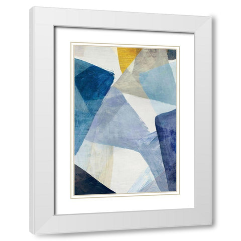 Blue Geometric I Indigo Version White Modern Wood Framed Art Print with Double Matting by PI Studio