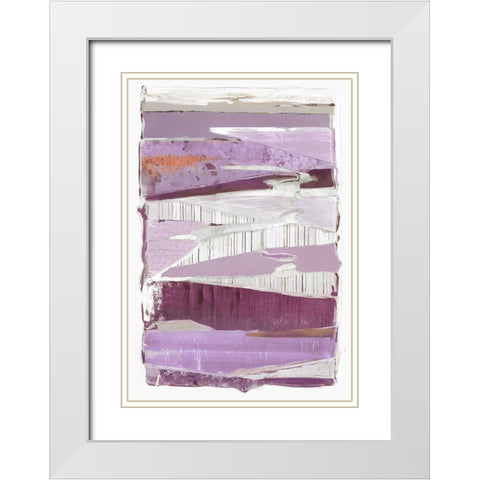 Collage IV Lavender Version White Modern Wood Framed Art Print with Double Matting by PI Studio