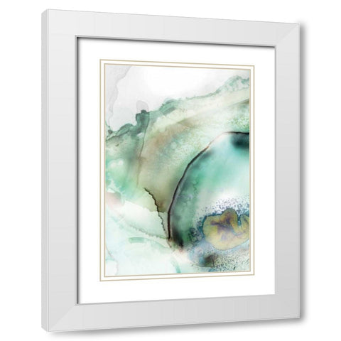 Mint Bubbles II White Modern Wood Framed Art Print with Double Matting by PI Studio