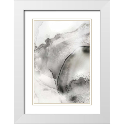 Mint Bubbles II Grey Version White Modern Wood Framed Art Print with Double Matting by PI Studio
