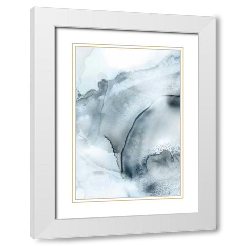 Mint Bubbles II Indigo Version White Modern Wood Framed Art Print with Double Matting by PI Studio