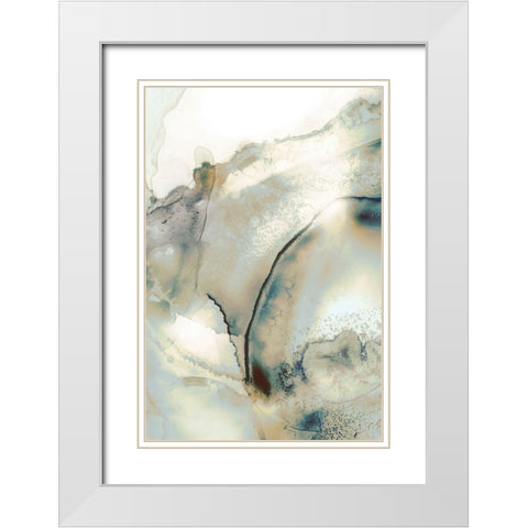 Mint Bubbles II Neutral Version White Modern Wood Framed Art Print with Double Matting by PI Studio