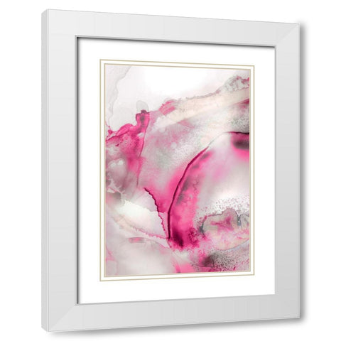 Mint Bubbles II Blush Version White Modern Wood Framed Art Print with Double Matting by PI Studio