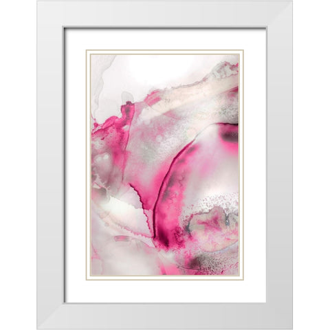 Mint Bubbles II Blush Version White Modern Wood Framed Art Print with Double Matting by PI Studio