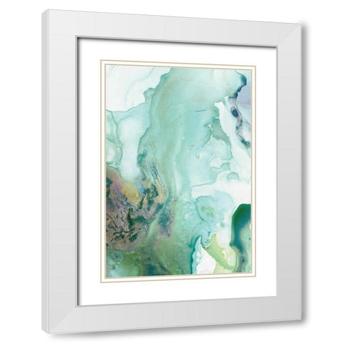 Mint Bubbles III White Modern Wood Framed Art Print with Double Matting by PI Studio