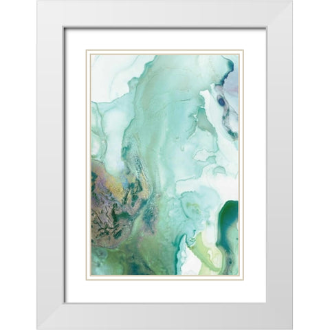 Mint Bubbles III White Modern Wood Framed Art Print with Double Matting by PI Studio