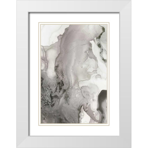 Mint Bubbles III Grey Version White Modern Wood Framed Art Print with Double Matting by PI Studio