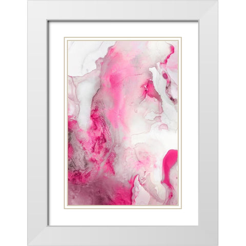 Mint Bubbles III Blush Version White Modern Wood Framed Art Print with Double Matting by PI Studio