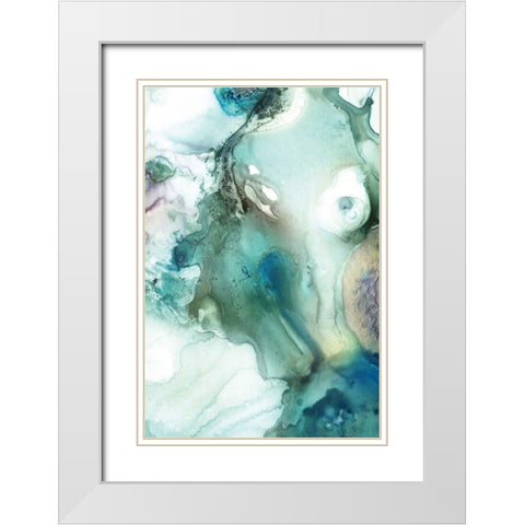 Mint Bubbles IV White Modern Wood Framed Art Print with Double Matting by PI Studio