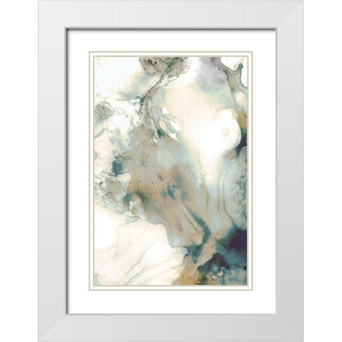 Mint Bubbles IV Neutral Version White Modern Wood Framed Art Print with Double Matting by PI Studio