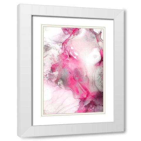 Mint Bubbles IV Blush Version White Modern Wood Framed Art Print with Double Matting by PI Studio