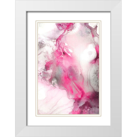 Mint Bubbles IV Blush Version White Modern Wood Framed Art Print with Double Matting by PI Studio