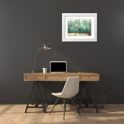 Teal Forest White Modern Wood Framed Art Print with Double Matting by PI Studio