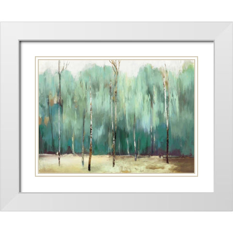 Teal Forest White Modern Wood Framed Art Print with Double Matting by PI Studio