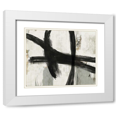 Brush I White Modern Wood Framed Art Print with Double Matting by PI Studio