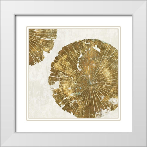 Gold Plate I White Modern Wood Framed Art Print with Double Matting by PI Studio