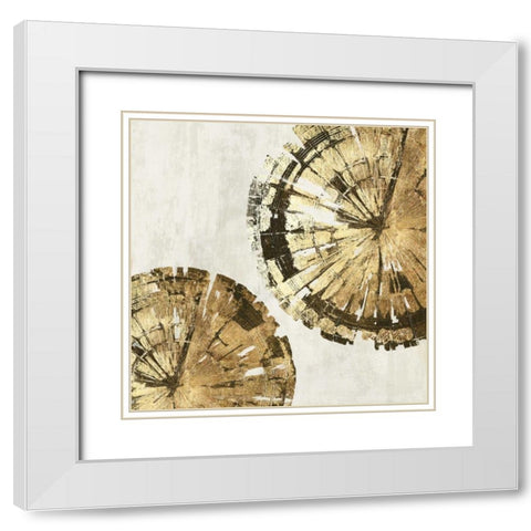 Gold Plate III White Modern Wood Framed Art Print with Double Matting by PI Studio