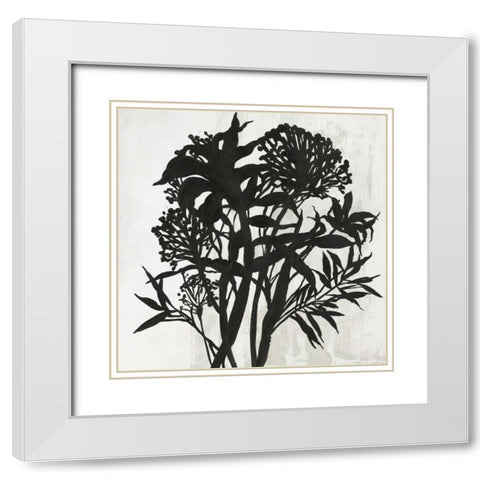 Black Foliage White Modern Wood Framed Art Print with Double Matting by PI Studio