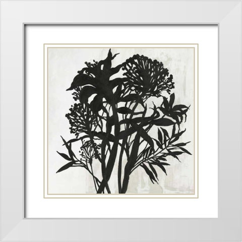 Black Foliage White Modern Wood Framed Art Print with Double Matting by PI Studio