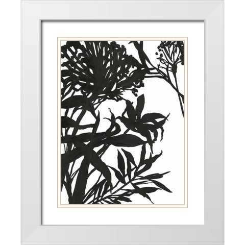 Monochrome Foliage I White Modern Wood Framed Art Print with Double Matting by PI Studio