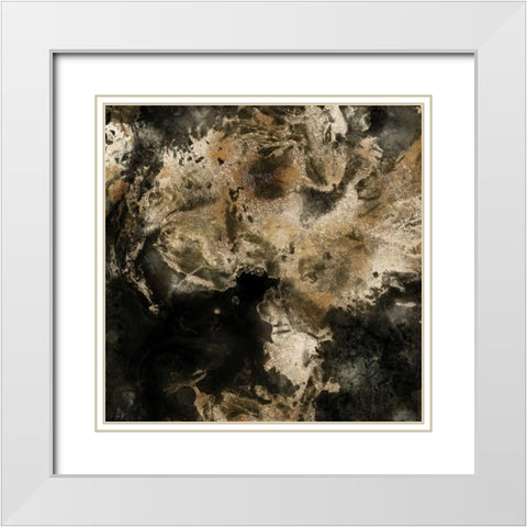 Gold Marbled Abstract I White Modern Wood Framed Art Print with Double Matting by PI Studio
